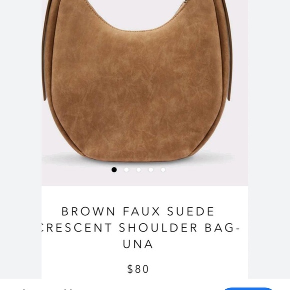 4th & Reckless, Camel Brown Faux Suede Crescent Shoulder Bag - Picture 7 of 7
